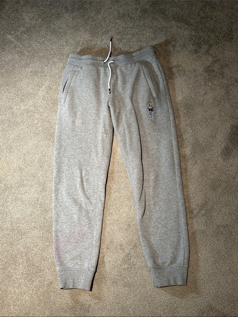 Men's Light Gray Fleece Joggers with Embroidered Logo